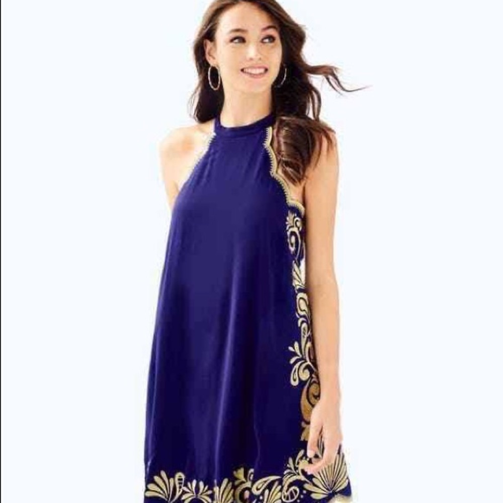 EUC Lilly Pulitzer gypset swirl dress in true navy sz Small